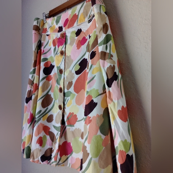 Talbots Women's Pink and Black Midi A-Line Skirt Size 16 - Picture 2 of 9